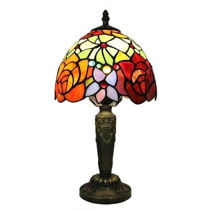8inch Stained Glass Pastoral Flower Floral Lampshade Tiffany Style Table Lamps for Sale - CTL