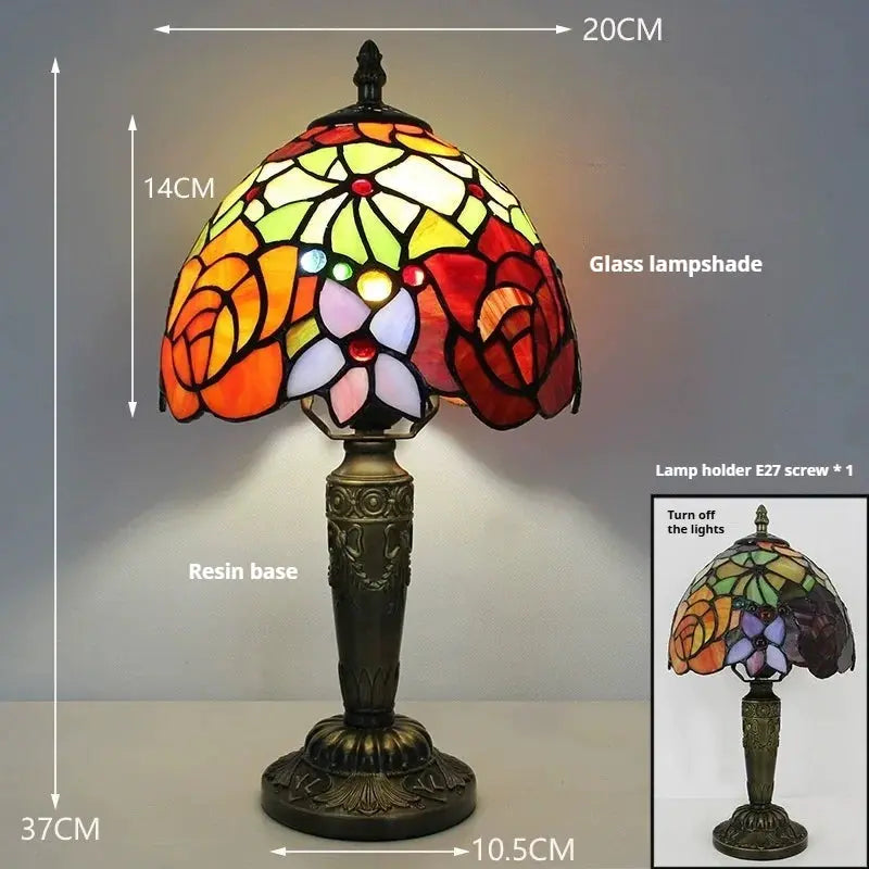 8inch Stained Glass Pastoral Flower Floral Lampshade Tiffany Style Table Lamps for Sale - CTL