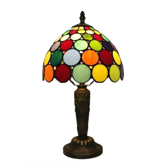 8inch Antique Stained Glass Table Lamp Pastoral Floral Lampshade Tiffany Desk Light - CTL