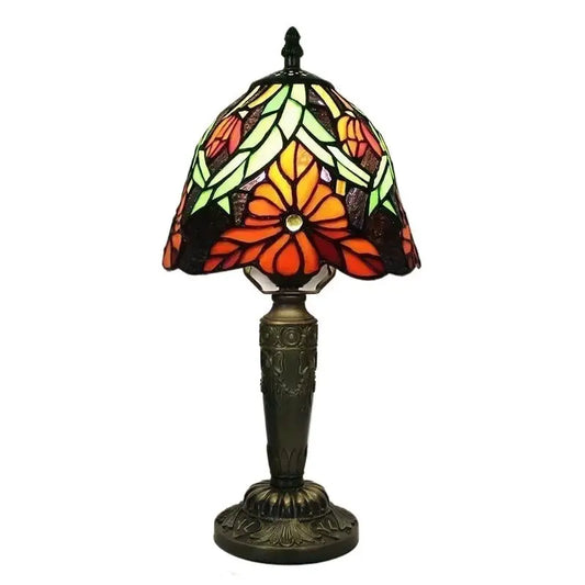 8inch Small Stained Glass Table Lamps Flower Floral Lampshade Tiffany Desk Light - CTL
