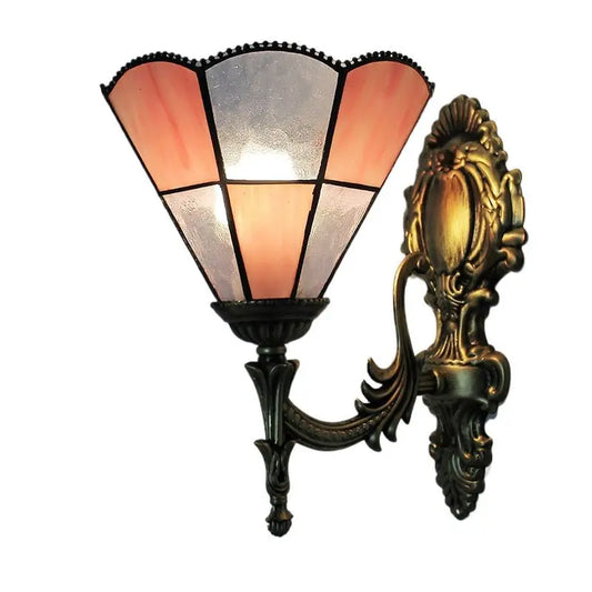 8inch Stained Glass Pink Diamond Lampshade Tiffany Style Sconces Wall Lamp - CTL