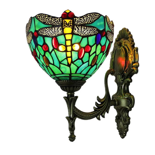 8inch Tiffany Dragonfly Wall Light Stained Glass Wall Sconce Lamp - CTL