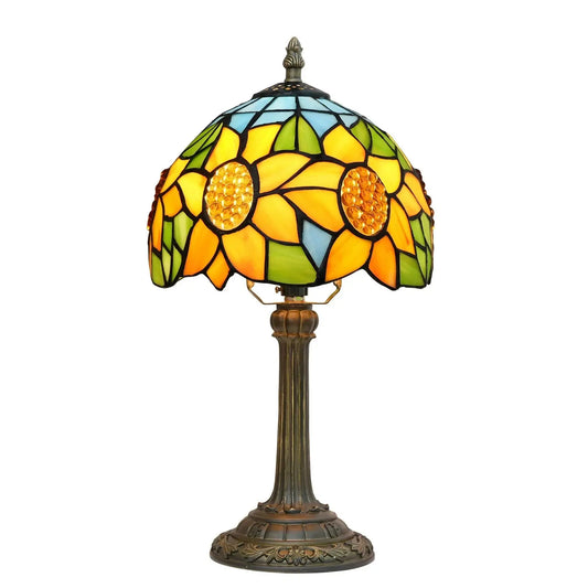 8inch Tiffany Stained Glass Garden Sunflower Lampshade Bedroom Bedside Light - CTL