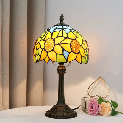 8inch Tiffany Stained Glass Garden Sunflower Lampshade Bedroom Bedside Light - CTL
