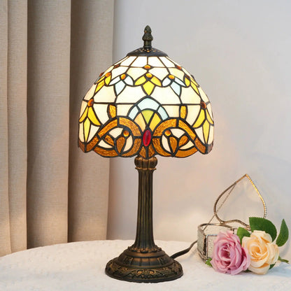 8inch Tiffany Stained Glass Lampshade Vintage Baroque Bedroom Table Lamp - CTL