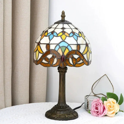 8inch Tiffany Stained Glass Lampshade Vintage Baroque Bedroom Table Lamp - CTL