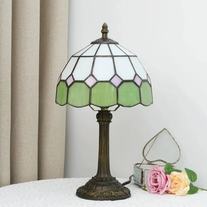 8inch Tiffany Stained Glass Mediterranean Green Bedroom Bedside Desk Lamp - CTL