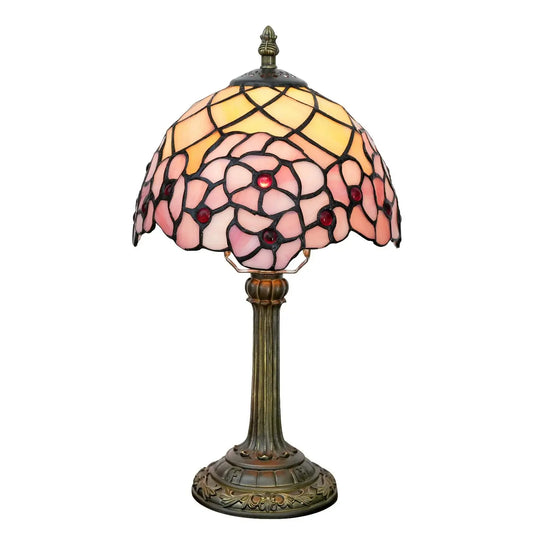 8inch Tiffany Stained Glass Pink Cherry Blossom Bedroom Lampshade Desk Lamp - CTL
