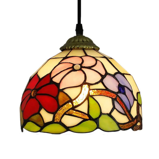 8inch Vintage Flower Floral Lampshade Small Tiffany Pendant Light - CTL