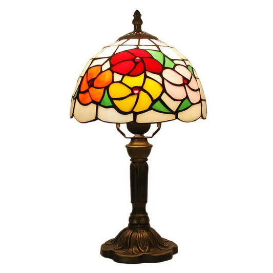 8inch Vintage Rich Flowers Floral Lampshade Tiffany Stained Glass Table Lamp - CTL