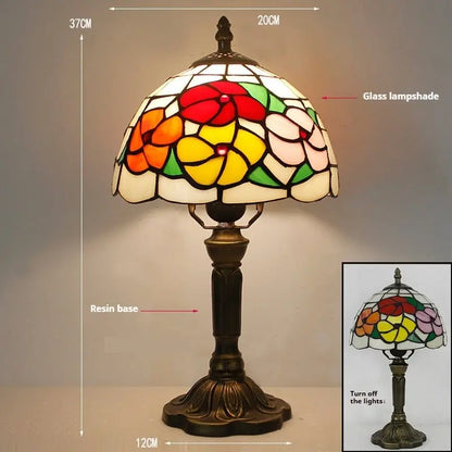 8inch Vintage Rich Flowers Floral Lampshade Tiffany Stained Glass Table Lamp - CTL