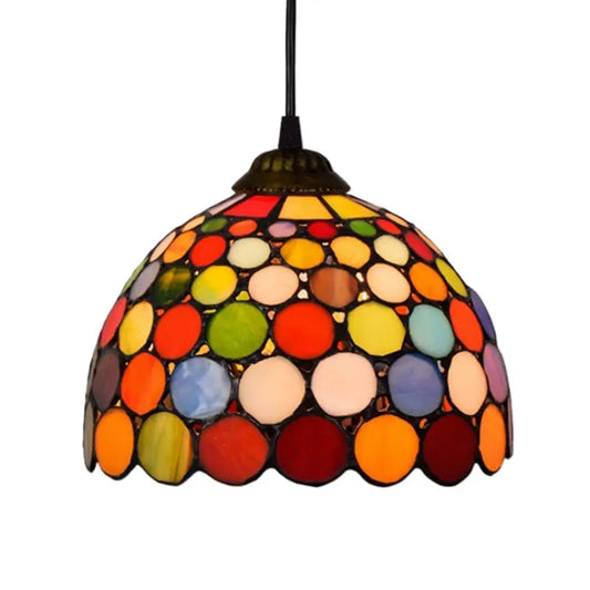 8inch Vintage Stained Glass Bohemian Lampshade Small Tiffany Pendant Light - CTL