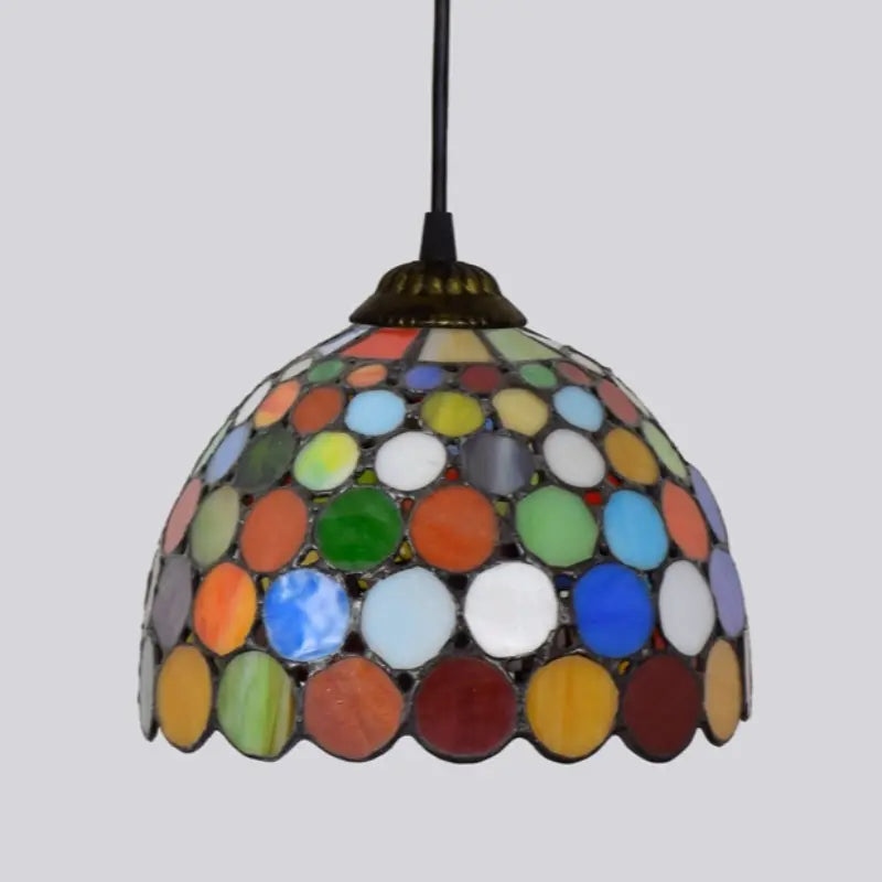 8inch Vintage Stained Glass Bohemian Lampshade Small Tiffany Pendant Light - CTL