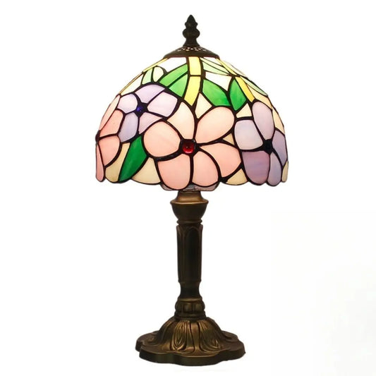8inch Vintage Stained Glass Flowers Floral Lampshade Table Tiffany Style Lamps - CTL