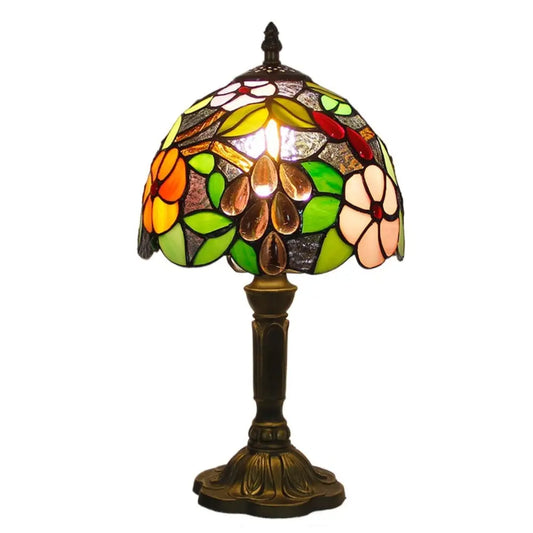 8inch Vintage Stained Glass Grapes Floral Flower Lampshade Tiffany Bedside Lamps - CTL