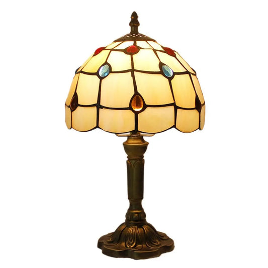 8inch Vintage Stained Glass Phoenix Tail Lampshade Bedside Light Tiffany Style Lamps - CTL