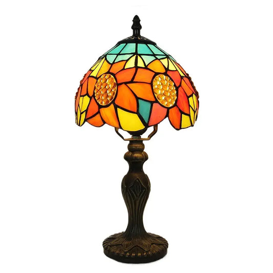 8inch Vintage Stained Glass Sunflower Lampshade Tiffany Style Desk Lamp - CTL