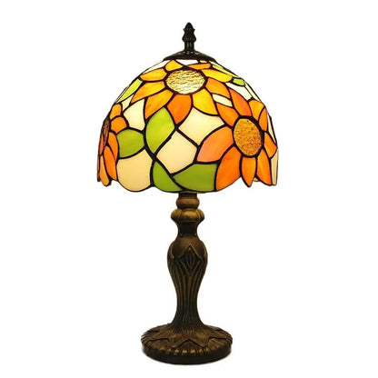 8inch Vintage Stained Glass Sunflower Lampshade Tiffany Flower Lamp Table Light - CTL