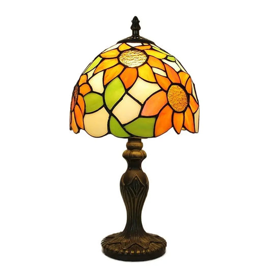 8inch Vintage Stained Glass Sunflower Lampshade Tiffany Flower Lamp Table Light - CTL