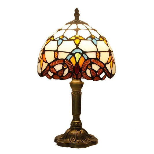 8inch Vintage Table Lamp Stained Glass Baroque Lampshade Tiffany Style Desk Lamp - CTL