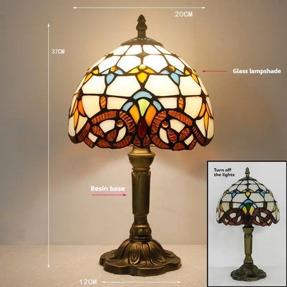 8inch Vintage Table Lamp Stained Glass Baroque Lampshade Tiffany Style Desk Lamp - CTL