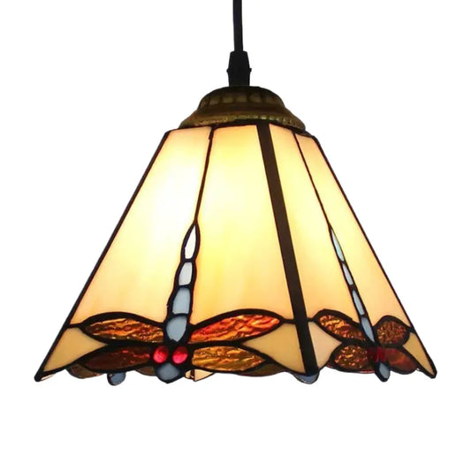 8inch Tiffany Square Lamp Beige Dragonfly Lampshade Small Pendant Light - CTL