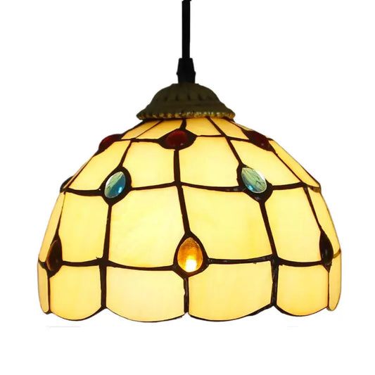 8inch Vintage Stained Glass Phoenix Tail Lampshade Tiffany Mini Pendant Lights - CTL