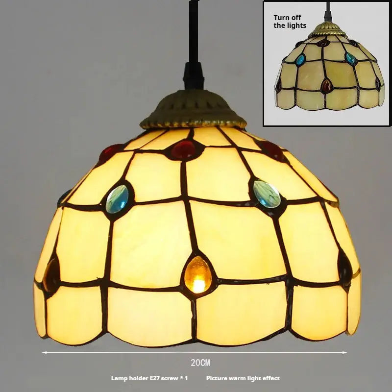 8inch Vintage Stained Glass Phoenix Tail Lampshade Tiffany Mini Pendant Lights - CTL
