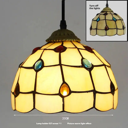 8inch Vintage Stained Glass Phoenix Tail Lampshade Tiffany Mini Pendant Lights - CTL