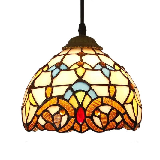 8inch Vintage Tiffany Stained Glass Baroque Lampshade Small Pendant Light - CTL