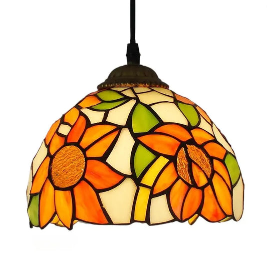 8inch Stained Glass Sunflower Lampshade Tiffany Kitchen Pendant Lights - CTL