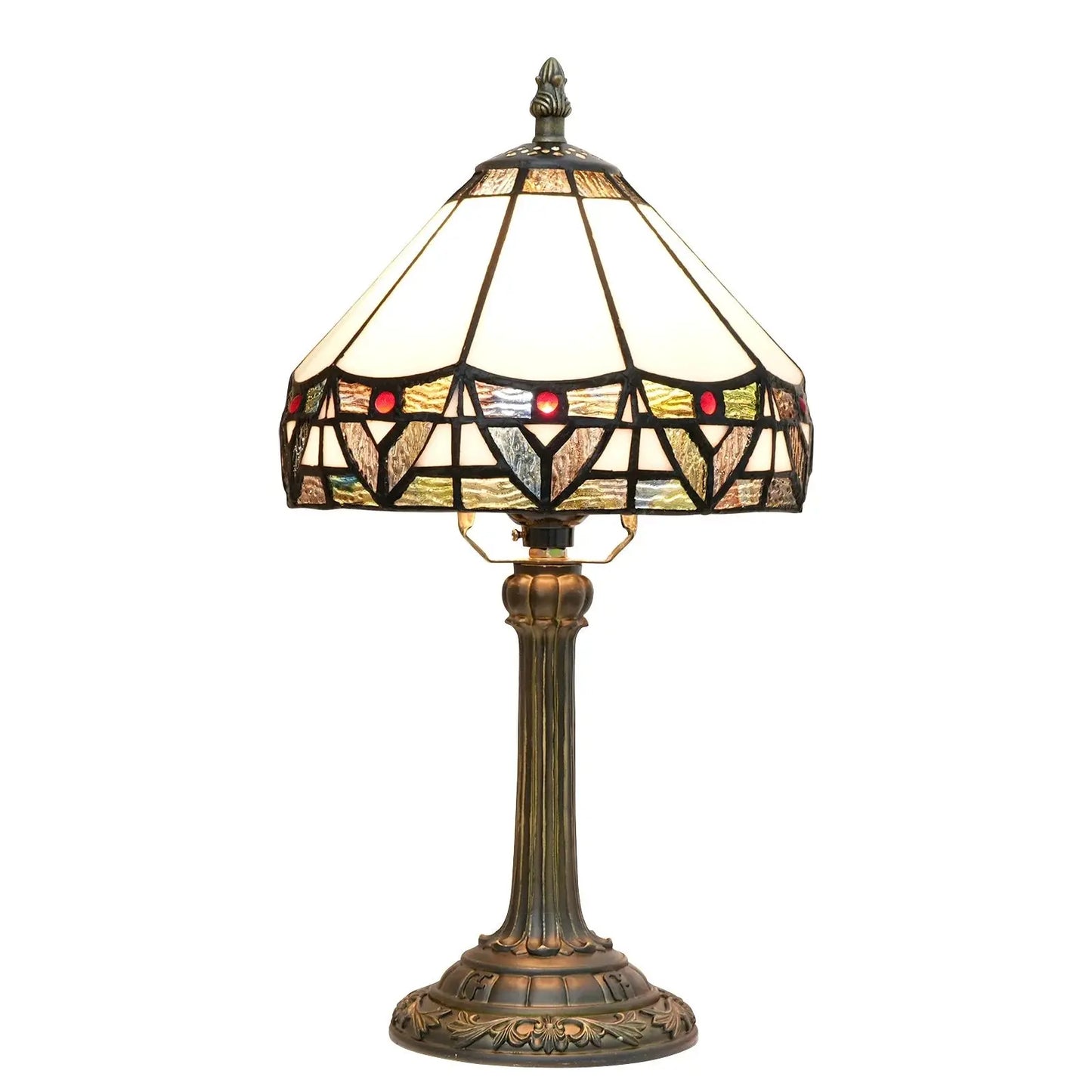 8inch White Tiffany Lamp Stained Glass Lampshade Vintage Table Lamp - CTL