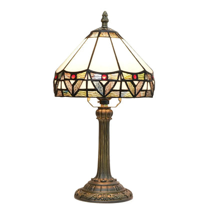 8inch White Tiffany Lamp Stained Glass Lampshade Vintage Table Lamp - CTL