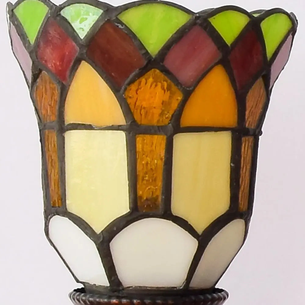 Antique Tiffany 3 Light Wall Sconce Stained Glass Floral Lampshade Wall Lamp - CTL