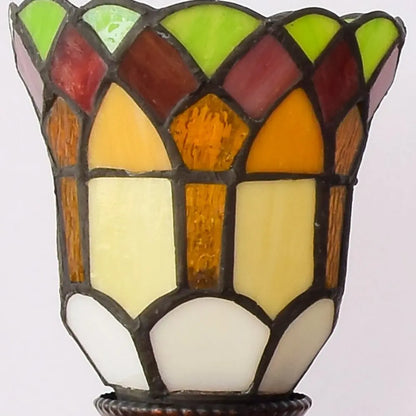 Antique Tiffany 3 Light Wall Sconce Stained Glass Floral Lampshade Wall Lamp - CTL