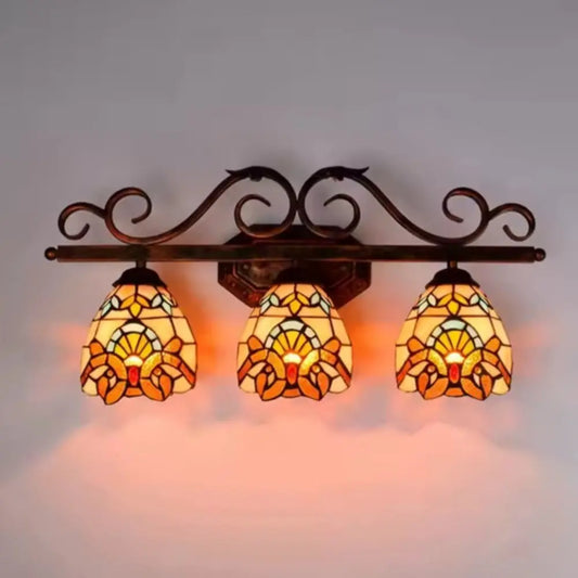 Tiffany Style Wall Sconce with Baroque Stained Glass Lampshade - CTL