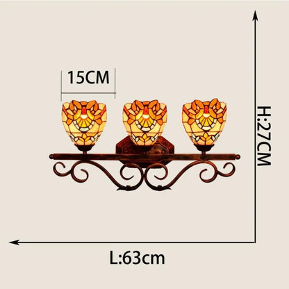 Tiffany Style Wall Sconce with Baroque Stained Glass Lampshade - CTL