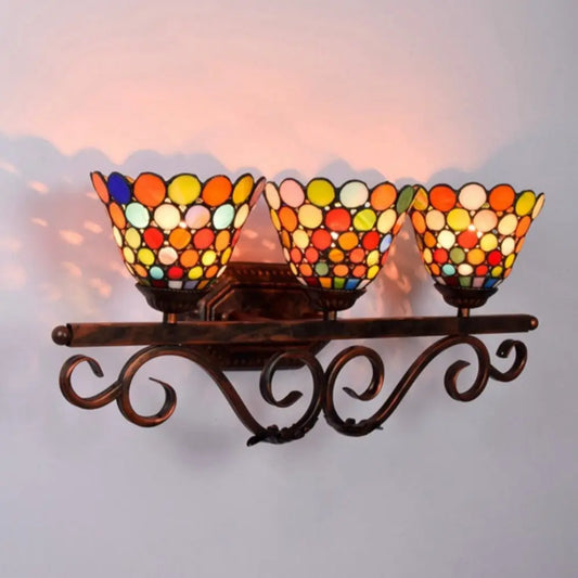 Classical Stained Glass Bohemia 3 Light Wall Sconce Tiffany Wall Lamp - CTL