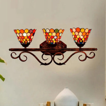 Classical Stained Glass Bohemia 3 Light Wall Sconce Tiffany Wall Lamp - CTL