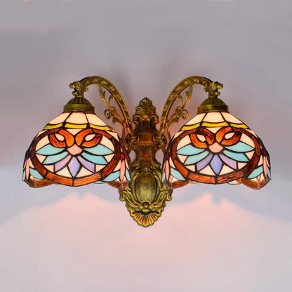 Tiffany Wall Sconce Baroque Stained Glass Double Head Wall Lamp - CTL