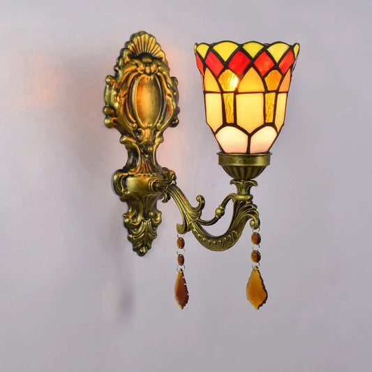 Dia11cm Small Stained Glass Lampshade Tiffany Style Wall Sconce - CTL