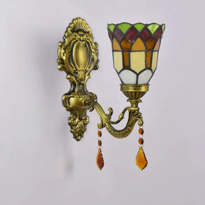 Dia11cm Small Stained Glass Lampshade Tiffany Style Wall Sconce - CTL
