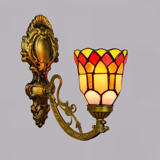 Dia11cm Small Wall Lamp Stained Glass Lampshade Tiffany Style Sconces - CTL