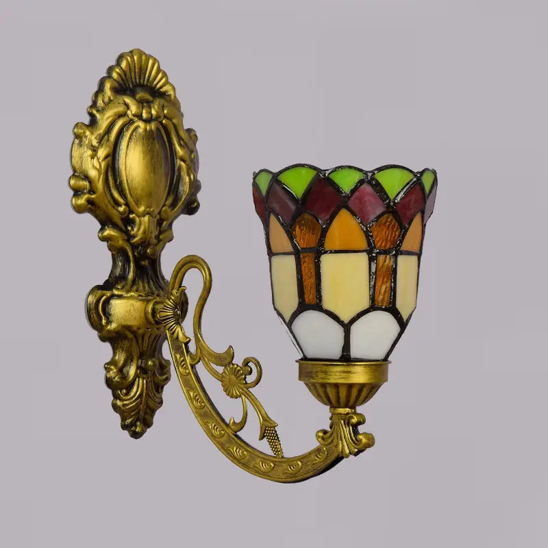 Dia11cm Small Wall Lamp Stained Glass Lampshade Tiffany Style Sconces - CTL