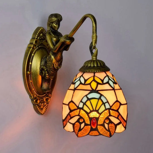 Dia15cm Tiffany Stained Glass Mini Lamp Baroque Lampshade Wall Lights - CTL