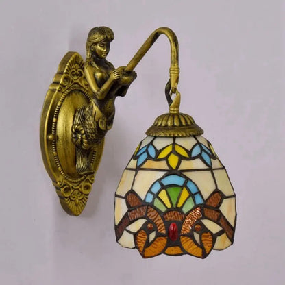 Dia15cm Tiffany Stained Glass Mini Lamp Baroque Lampshade Wall Lights - CTL