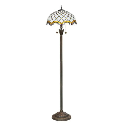 Dia40cm Art White Bead Lampshade Tiffany Stained Glass Floor Lamp - CTL