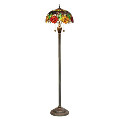 Dia40cm Art Stained Glass Rose Lampshade Tiffany Glass Floor Lamp - CTL