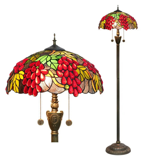 Dia40cm Handmade Harvest Grape Stained Glass Lampshade Tiffany Style Floor Lamps - CTL