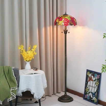 Dia40cm Handmade Harvest Grape Stained Glass Lampshade Tiffany Style Floor Lamps - CTL